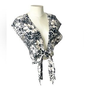 NWT Modern Supply by Sanctuary halter top tie up front cover up black white